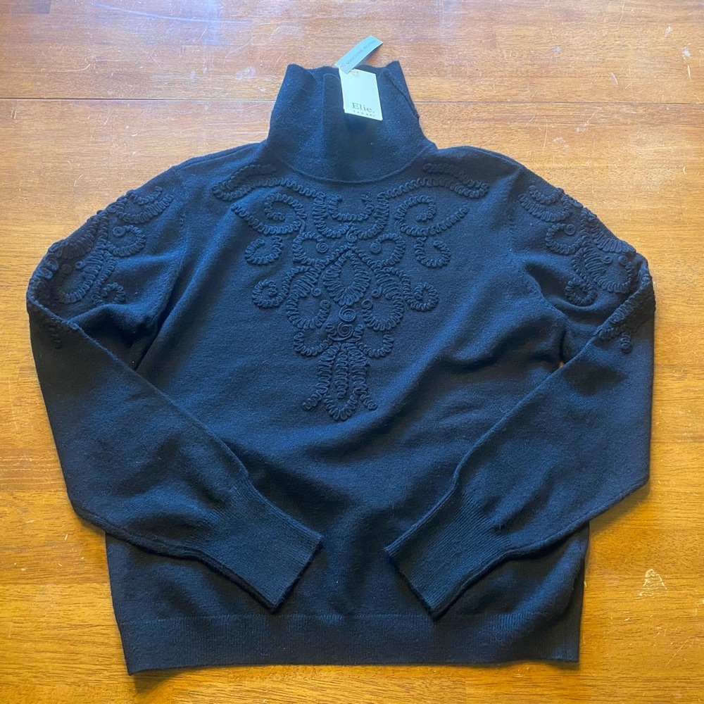 Elie Tahari Black Knit Turtleneck Sweater